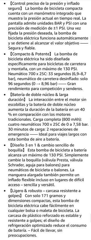Mini Bomba Inflador Bicicleta Electrico MAX 130PSI
