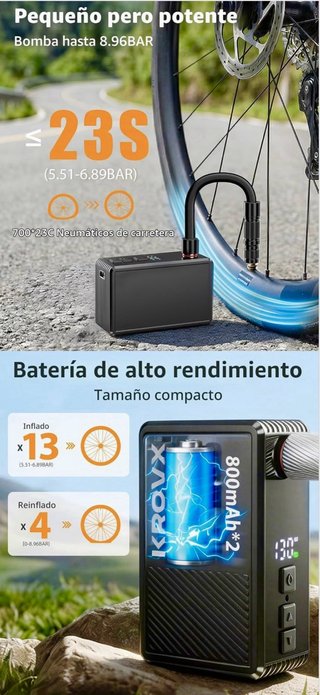 Mini Bomba Inflador Bicicleta Electrico MAX 130PSI