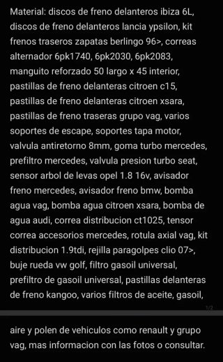 Recambios nuevos para coches