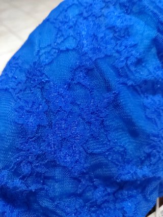 Abito donna blu pizzo con catena oro tg 42/44
