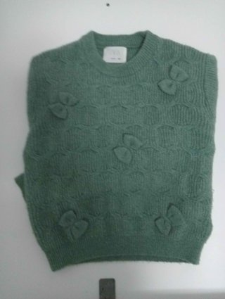 Jersey Zara verde punto lazos