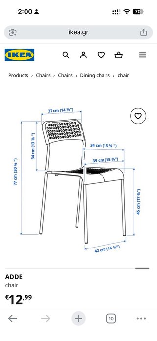 Silla IKEA ADDE Blanca