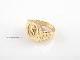 sello oro 18k con piedra con circonita