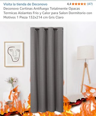 Cortina de tela gris