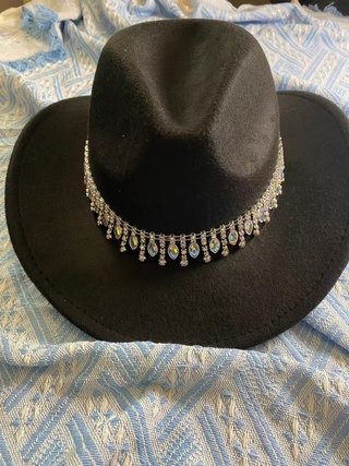 Sombrero vaquero negro pedrería T57