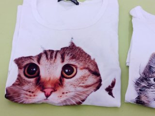 2 Camisetas Gato Estampado Talla M y S