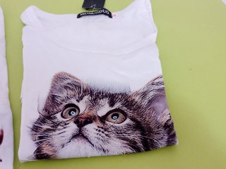 2 Camisetas Gato Estampado Talla M y S