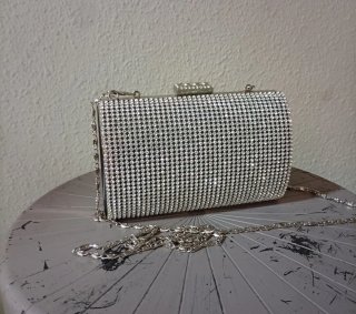 Bolso Clutch Fiesta Strass Plateado