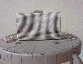 Bolso Clutch Fiesta Strass Plateado