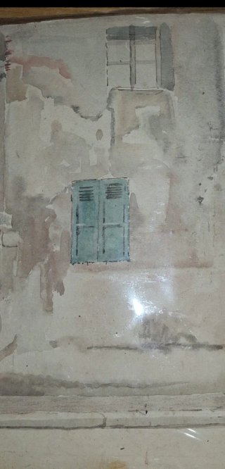 Pintura antigua acuarela impresionista