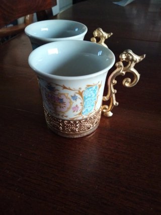 Set 2 Tazzine con manico dorato