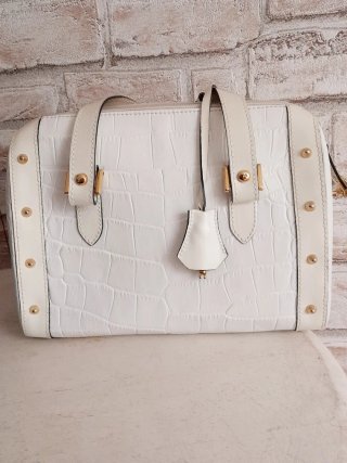 Borsa Barbara Milano Bianca Coccodrillo