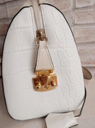 Borsa Barbara Milano Bianca Coccodrillo