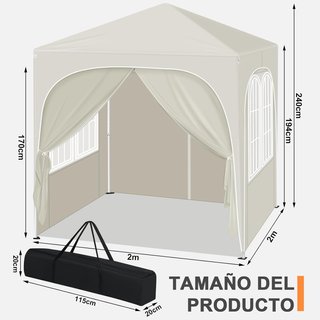CARPAS PLEGABLES 2X2 BEIGE CON PAREDES NUEVAS