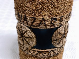 Conjunto garrafa e copos vintage vidro e cortiça