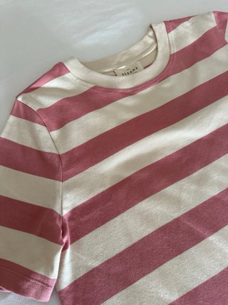 Vestido rayas Sezane beige y rosa