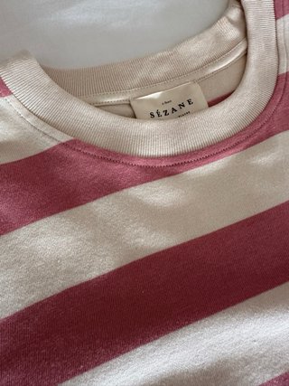 Vestido rayas Sezane beige y rosa