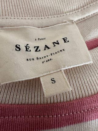 Vestido rayas Sezane beige y rosa