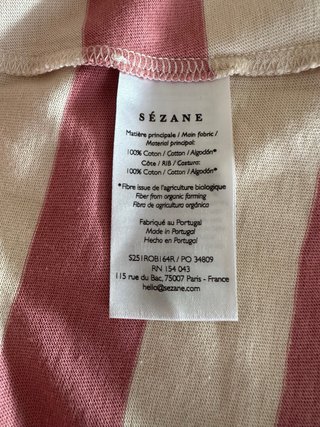 Vestido rayas Sezane beige y rosa