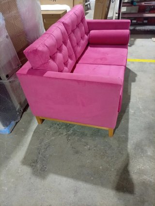 Sofá 2 plazas rosa terciopelo