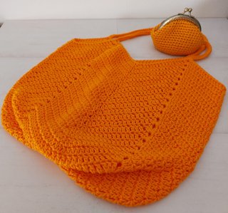 Bolsa crochet naranja nueva