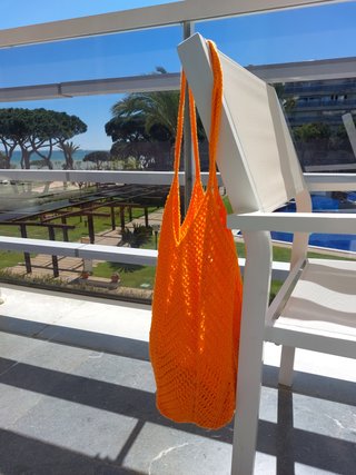Bolsa crochet naranja nueva