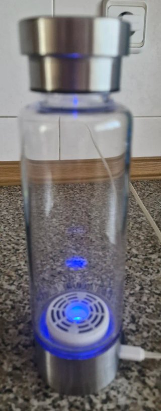 Botella Agua Hidrogenada Cristal y Metal