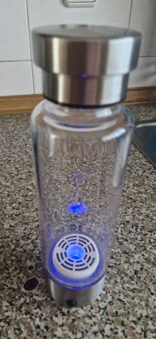 Botella Agua Hidrogenada Cristal y Metal