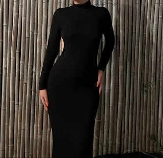 Abito lungo nero donna