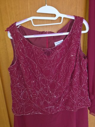 Vestido largo fiesta burdeos pedrería