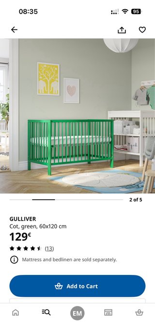 Cuna bebé verde