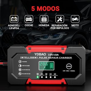 Cargador Batería Coche 10A 12V Inteligente