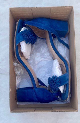 Sandalias Mimao Piel Azul Eléctrico