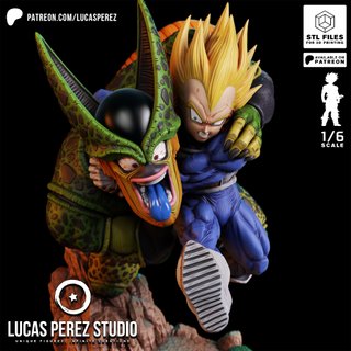 Figura Resina Vegeta vs Cell Dragon Ball Z