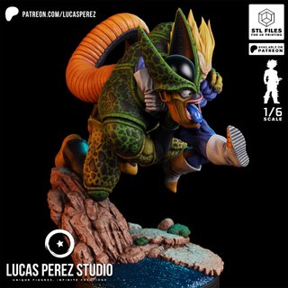 Figura Resina Vegeta vs Cell Dragon Ball Z