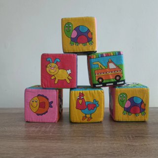 Juego de 6 cubos de tela para bebés