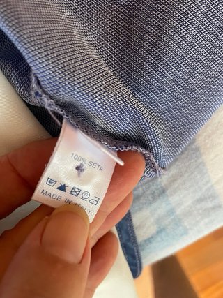 Camicia donna maniche corte blu Seta