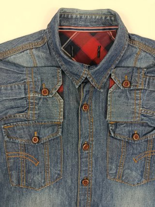 Camisa vaquera con codos ante Talla M