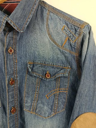 Camisa vaquera con codos ante Talla M