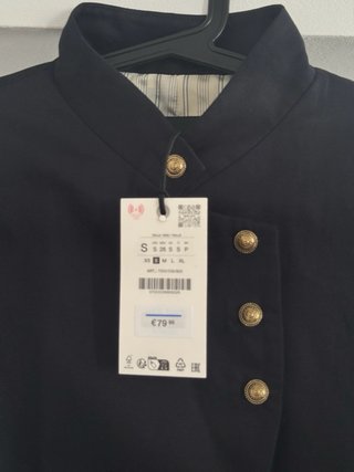 Blazer Zara Lino Negro/Blanco