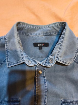 Camicia Jeans Uomo Cotone Blu