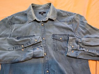 Camicia Jeans Uomo Cotone Blu