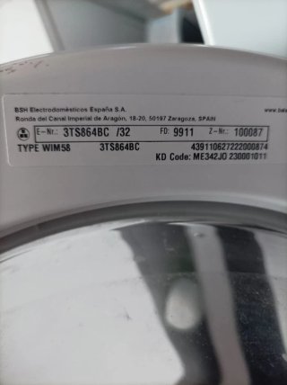 Tapa lavadora BSH WIM58