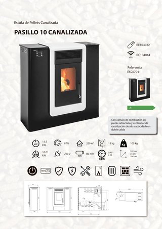 Estufa pellets canalizada Pasillo 10 11,5 kW