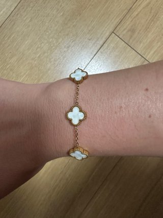 Pulsera Trébol Acero Inoxidable Dorada Blanca