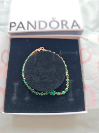 Pulsera Tenis Pandora Sparkling / Zirconias Verdes