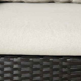 Sofá de Jardín de 2 Plazas en Rattan PE, Sofá de Exterior con Cojines Acolchados y Patas Regulables, 132X70X74Cm, Marrón