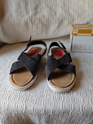 Sandalias Plataforma Mujer 38 plateadas cruzadas