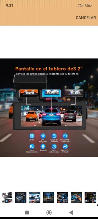 Dashcam Caytail 4K+2K WiFi 64GB Cámara Coche