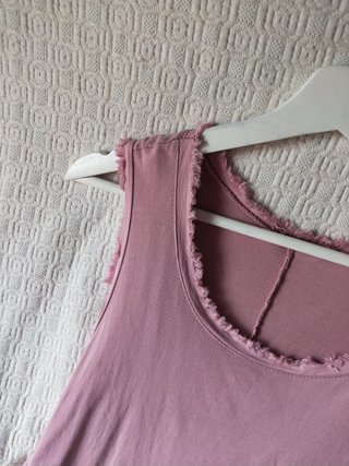 Vestido largo rosa algodón talla L mujer tirantes